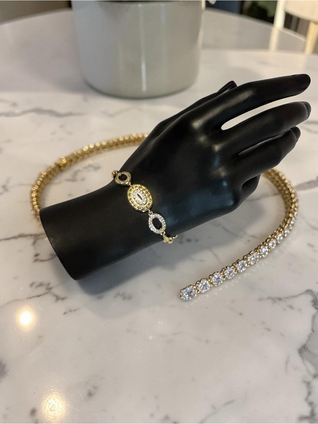 14k Gold Plated Crystal Link Bracelet